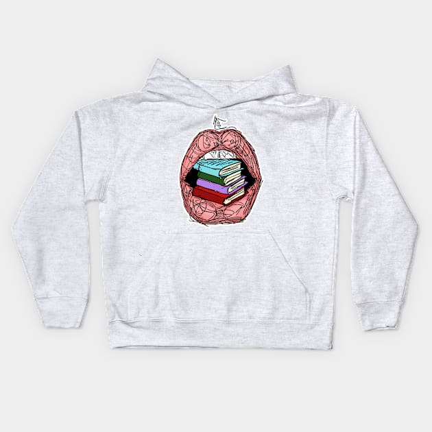 book worm mouth Kids Hoodie by Gumdrop